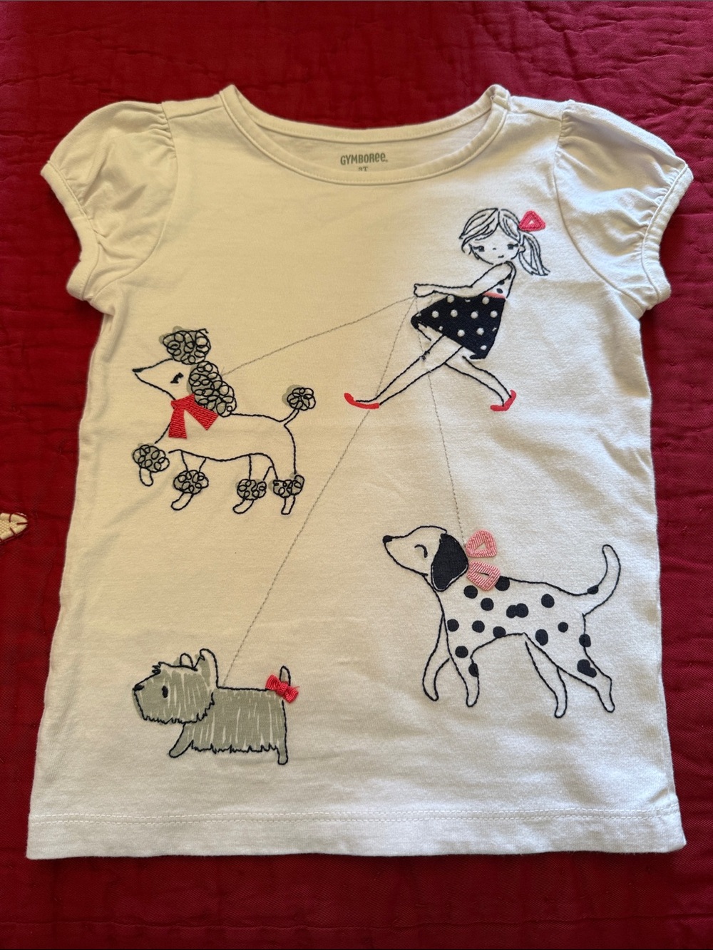 Gymboree White Girls' Dog Walk Graphic Tee with Pink & Black Accents